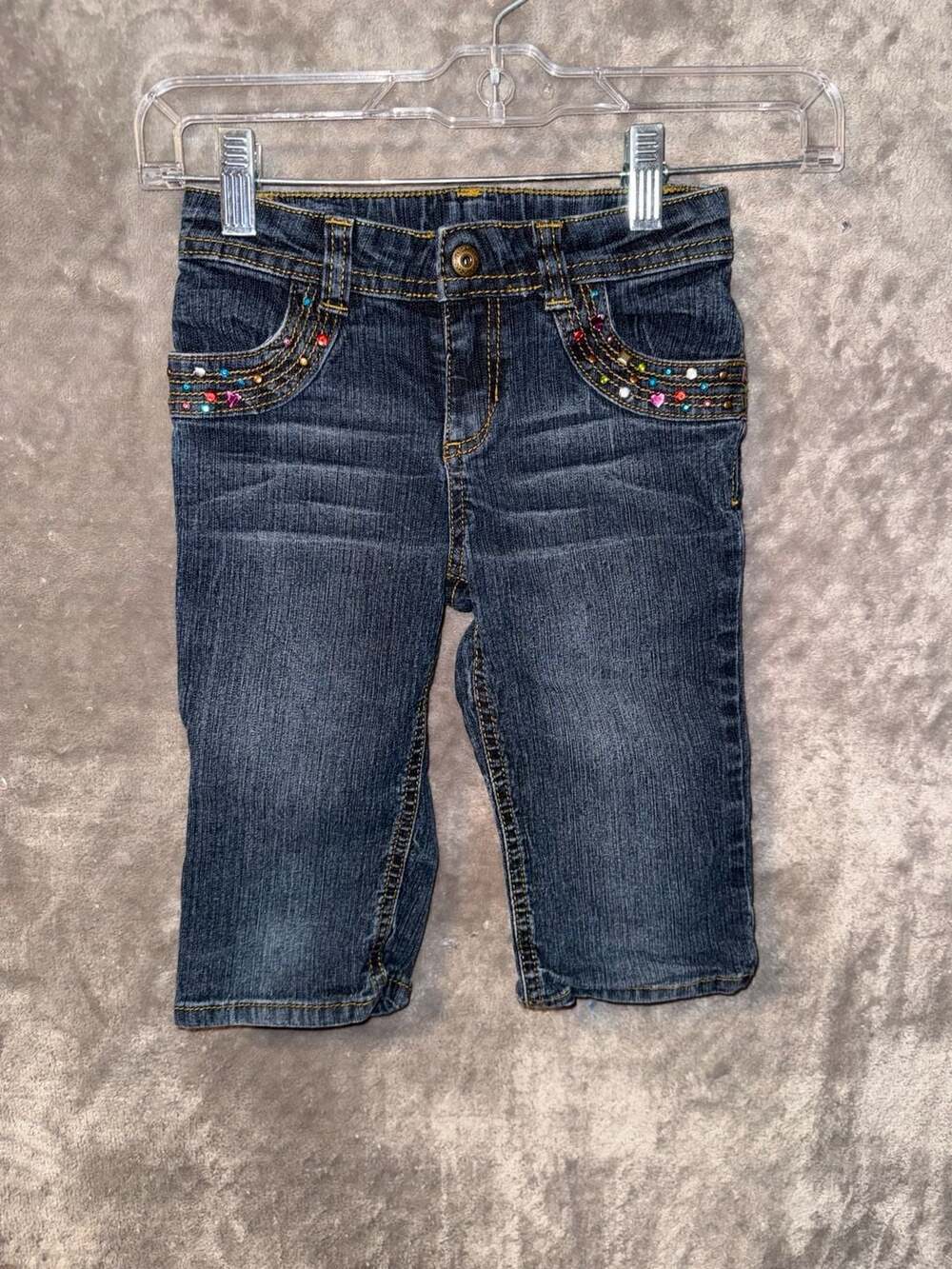 Sonoma Life + Style Girls Dark Wash Embellished Gemstone Denim Capris Size 6X